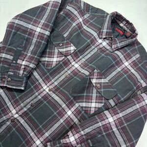 WOLVERINE Plaid Flannel Quilted Lined Shirt Jacket Mens Large Insulated Workwear